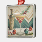 Mid Century Christmas Cocktail Party Happy Hour Metalen Ornament (Links)