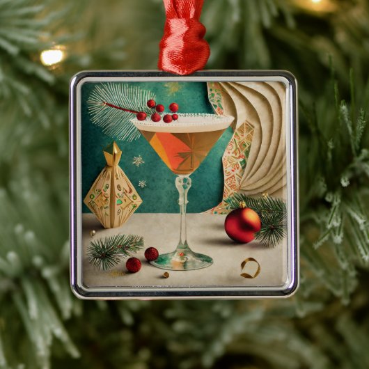 Mid Century Christmas Cocktail Party Happy Hour Metalen Ornament (Boom)