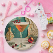Mid Century Christmas Cocktail Party Happy Hour Papieren Bordje (Feest)
