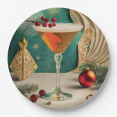 Mid Century Christmas Cocktail Party Happy Hour Papieren Bordje (Voorkant)