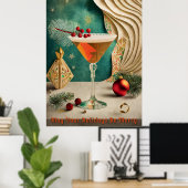 Mid Century Christmas Cocktail Party Happy Hour Poster (Thuiskantoor)