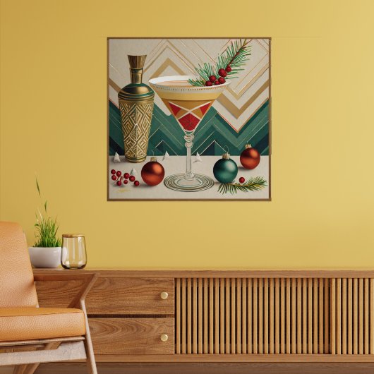 Mid Century Christmas Cocktail Party Happy Hour Poster (Woonkamer 2)