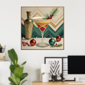 Mid Century Christmas Cocktail Party Happy Hour Poster (Thuiskantoor)