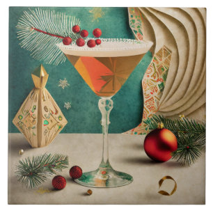 Mid Century Christmas Cocktail Party Happy Hour Tegeltje