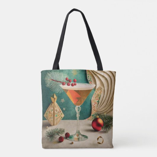Mid Century Christmas Cocktail Party Happy Hour Tote Bag (Achterkant)