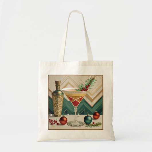 Mid Century Christmas Cocktail Party Happy Hour Tote Bag (Voorkant)