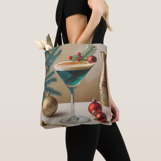 Mid Century Christmas Cocktail Party Happy Hour Tote Bag (Dichtbij)