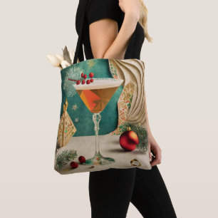 Mid Century Christmas Cocktail Party Happy Hour Tote Bag