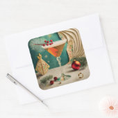 Mid Century Christmas Cocktail Party Happy Hour Vierkante Sticker (Envelop)