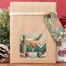 Mid Century Christmas Cocktail Party Happy Hour Vierkante Sticker