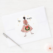 Mid Century Christmas Girl Gift Label Sticker (Envelop)