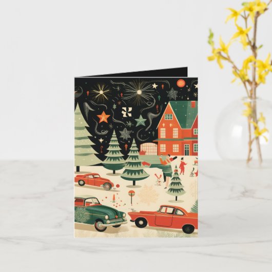 Mid Century Christmas Kaart (Gele Bloem)