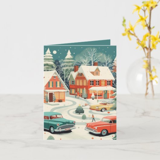 Mid Century Christmas Kaart (Gele Bloem)