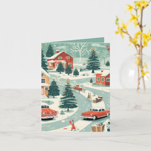 Mid Century Christmas Kaart (Gele Bloem)