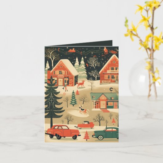 Mid Century Christmas Kaart (Gele Bloem)