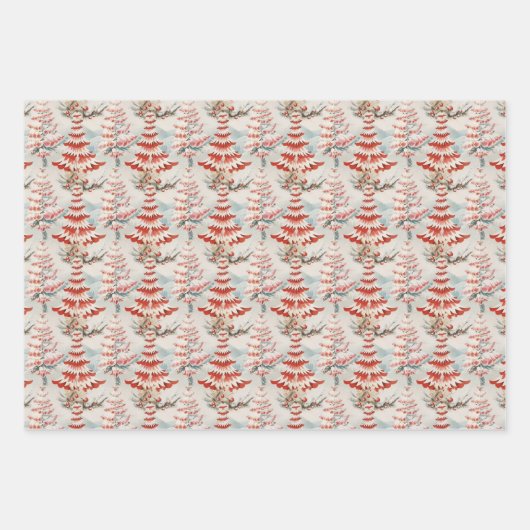 Mid-Century Christmas met rood en wit Inpakpapier Vel (Voorkant 3)