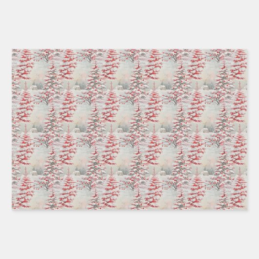 Mid-Century Christmas met rood en wit Inpakpapier Vel (Voorkant 2)