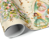 Mid Century Christmas Pastel Angels Wrapping Paper Cadeaupapier (Rol Hoek)