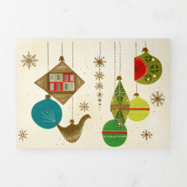 Mid-Century Christmas Retro-Glam Drieluik Wenskaart
