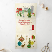 Mid-Century Christmas Retro-Glam Drieluik Wenskaart (Binnen)