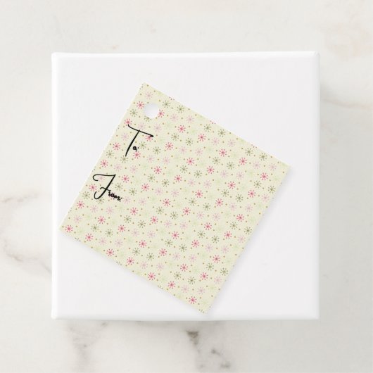 Mid-Century Christmas Starburst cadeau label (In situ)