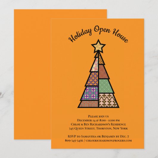 Mid-century Christmas Tree Holiday Open House Kaart (Voorkant / Achterkant)