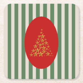 Mid century christmas tree with Golden star Kartonnen Onderzetters