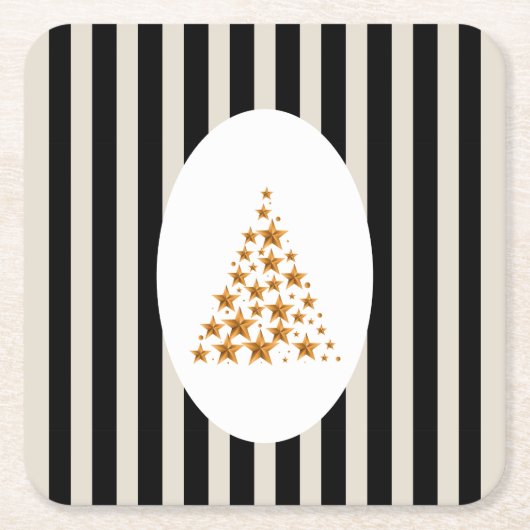 Mid century christmas tree with Golden star Kartonnen Onderzetters (Voorkant)