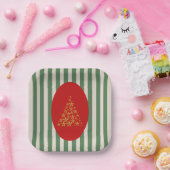 Mid century christmas tree with Golden star Papieren Bordje (Feest)