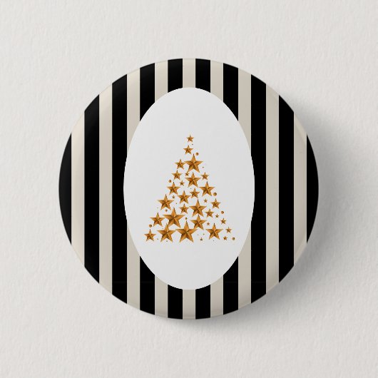 Mid century christmas tree with Golden star Ronde Button 5,7 Cm (Voorkant)