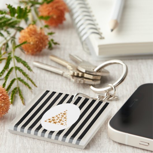 Mid century christmas tree with Golden star Sleutelhanger (Voorkant Rechts)