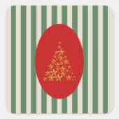 Mid century christmas tree with Golden star Vierkante Sticker (Voorkant)