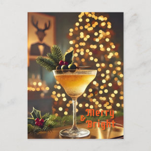 Mid Century Christmas vrolijk en heldere cocktail Briefkaart