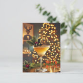 Mid Century Christmas vrolijk en heldere cocktail Briefkaart (Staand voorkant)