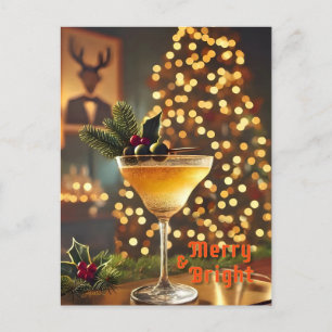 Mid Century Christmas vrolijk en heldere cocktail Briefkaart