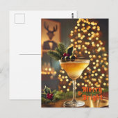 Mid Century Christmas vrolijk en heldere cocktail Briefkaart (Voorkant / Achterkant)