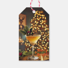 Mid Century Christmas vrolijk en heldere cocktail Cadeaulabel