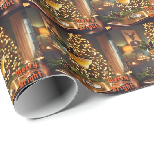 Mid Century Christmas vrolijk en heldere cocktail Cadeaupapier (Rol Hoek)