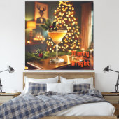Mid Century Christmas vrolijk en heldere cocktail Canvas Afdruk (Insitu (Slaapkamer))