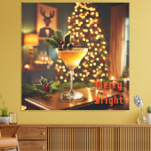 Mid Century Christmas vrolijk en heldere cocktail Canvas Afdruk (Insitu (Woonkamer))