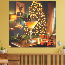 Mid Century Christmas vrolijk en heldere cocktail Canvas Afdruk