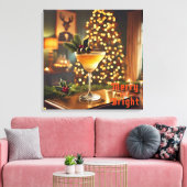 Mid Century Christmas vrolijk en heldere cocktail Canvas Afdruk (Insitu (Woonkamer))