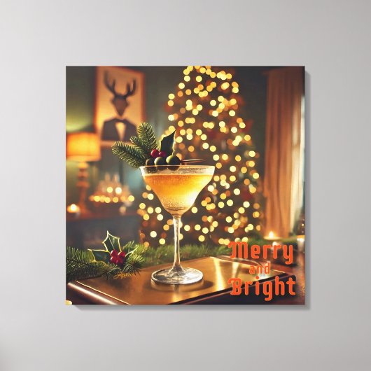 Mid Century Christmas vrolijk en heldere cocktail Canvas Afdruk (Voorkant)