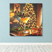 Mid Century Christmas vrolijk en heldere cocktail Canvas Afdruk (Insitu (Houten vloer))