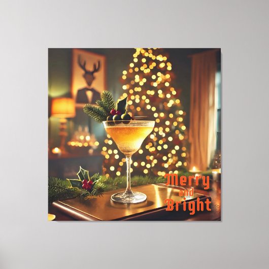 Mid Century Christmas vrolijk en heldere cocktail Canvas Afdruk (Voorkant)