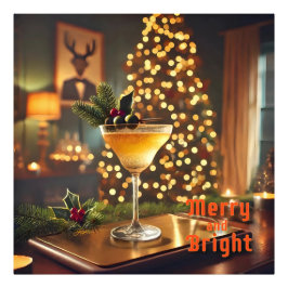 Mid Century Christmas vrolijk en heldere cocktail Foto Afdruk