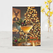 Mid Century Christmas vrolijk en heldere cocktail Kaart (Gele Bloem)