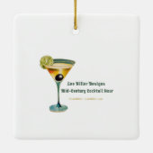 Mid Century Christmas vrolijk en heldere cocktail Keramisch Ornament (Achterkant)