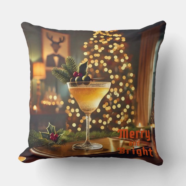 Mid Century Christmas vrolijk en heldere cocktail Kussen (Voorkant)