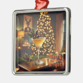 Mid Century Christmas vrolijk en heldere cocktail Metalen Ornament (Links)